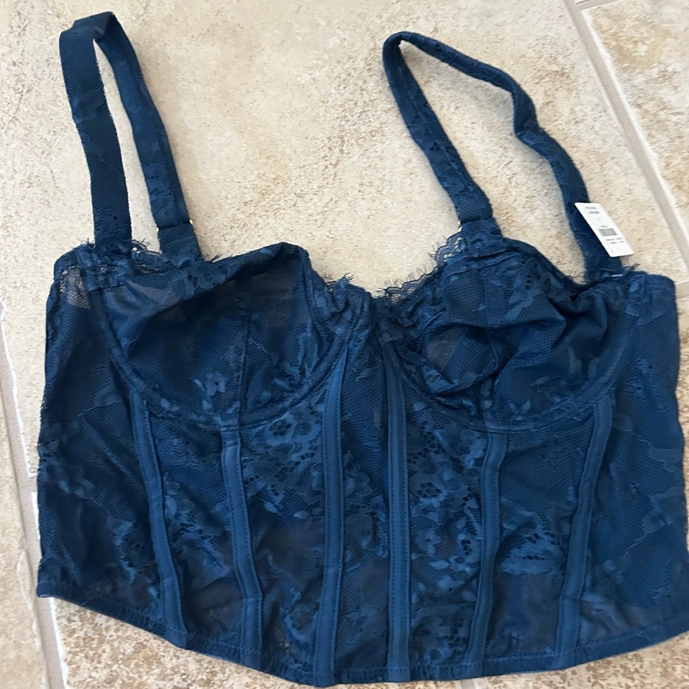 Anthropologie size L, Peacock Blue Bustier, NWT, Adjustable